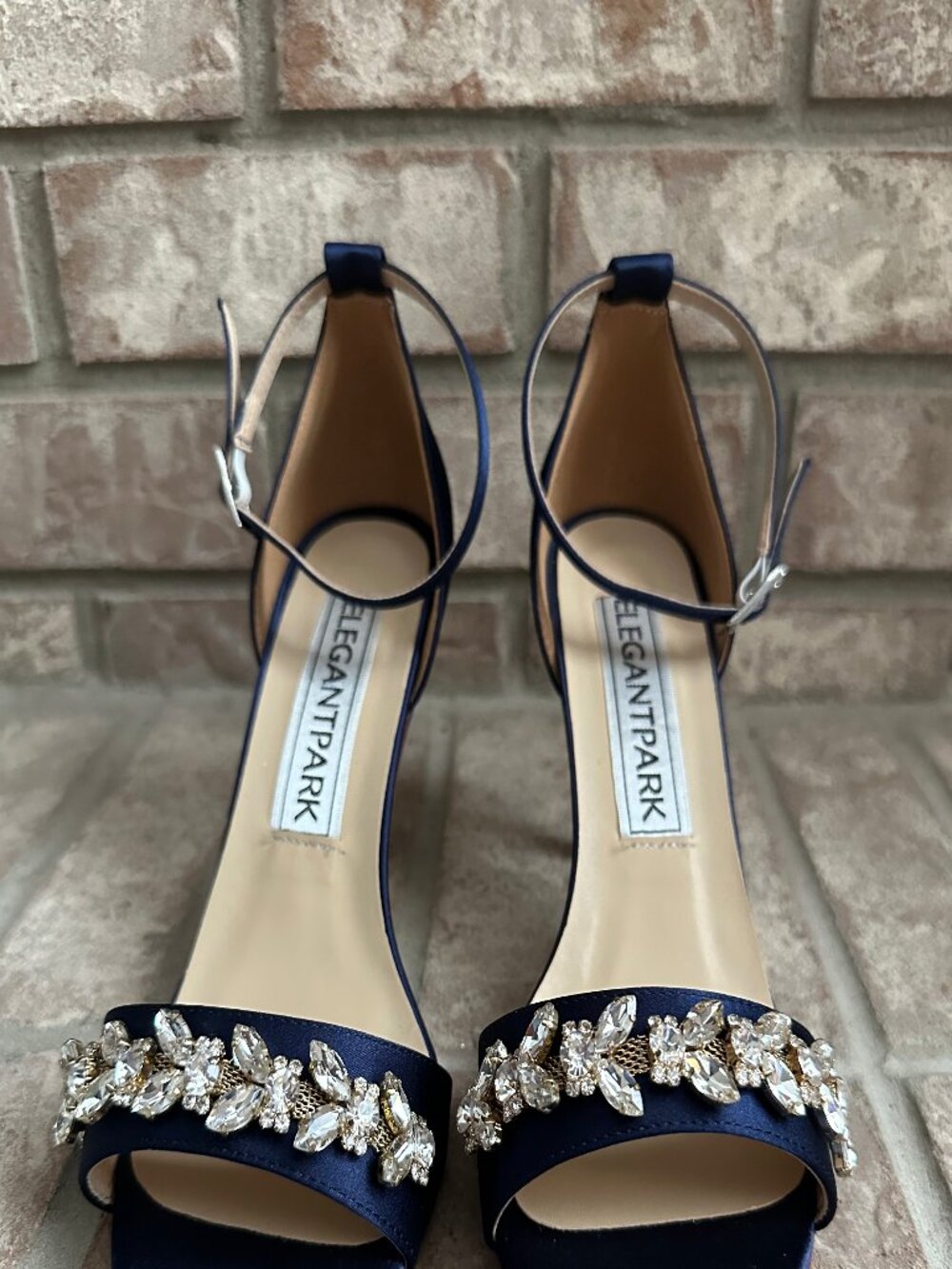 Elegant Park Women's Navy & Jeweled 3" Formal/Bridal Dress Heel size 7